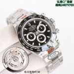Clean Factory Rolex Daytona 4130 Black Face Watch 